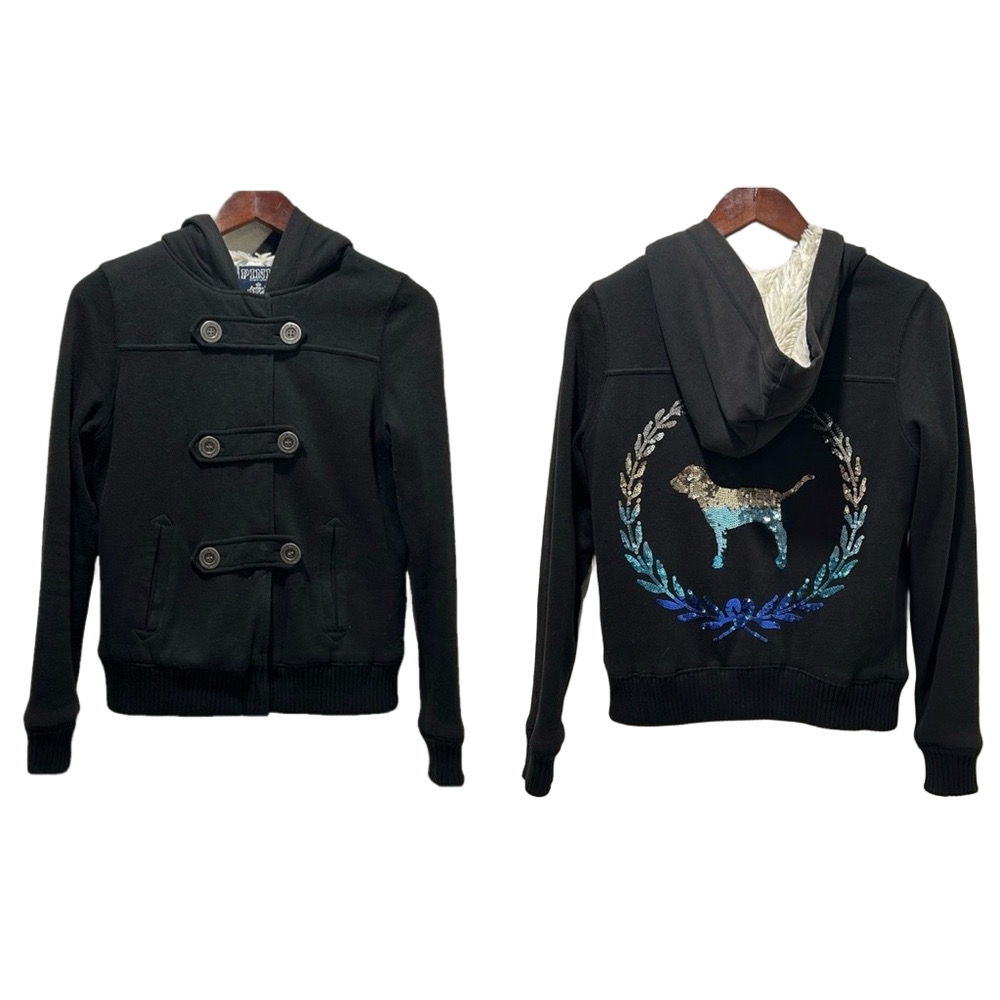PINK Victoria secret  Black Cozy jacket size XS GUC.